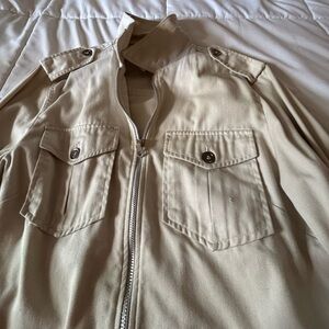 Liz Claiborne khaki jean style jacket, small, good condition.